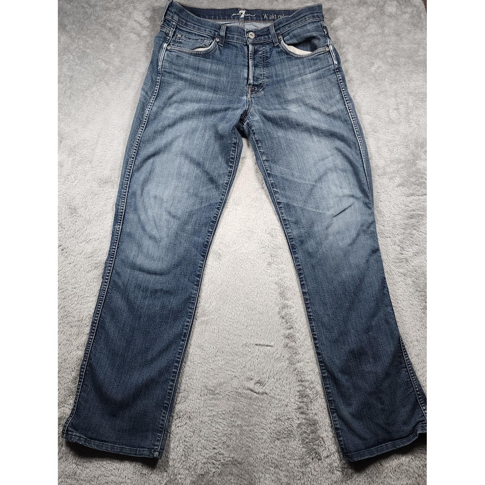 7 For All Mankind A Pkt Relaxed Jeans Men 36x32 (FIts 32x32) Medium Wash Stretch